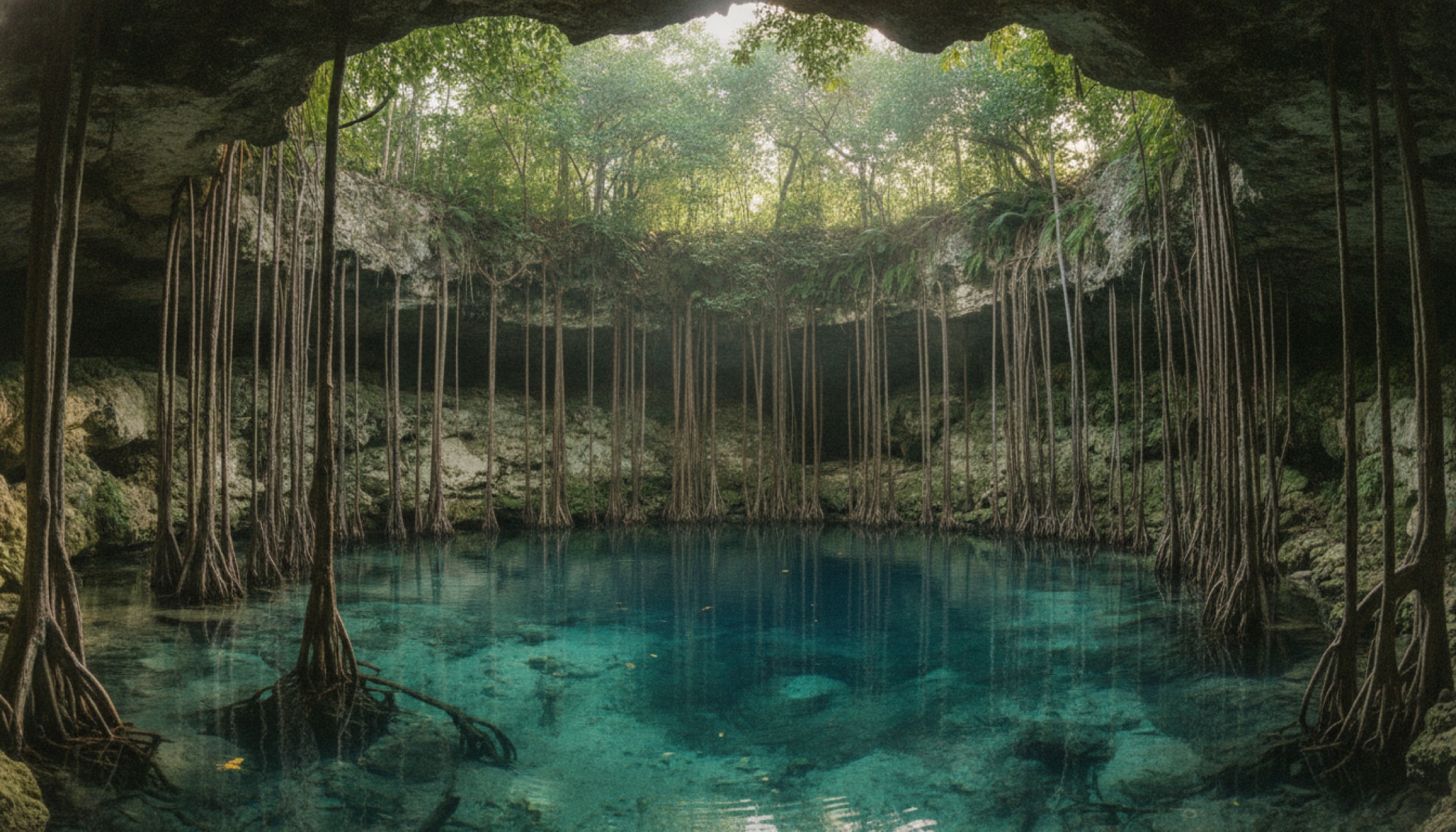 Alila Mayakoba'daki mangrov kanalı ve cenote çevresi