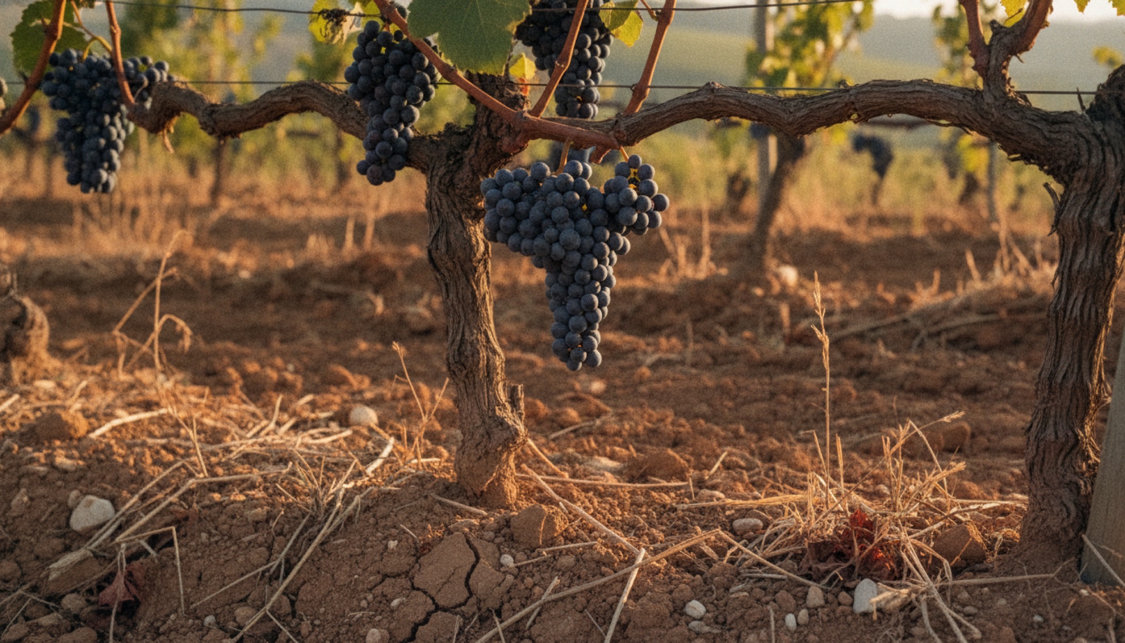 Piemonte'nin kuru Ağustos güneşi altında nebbiolo üzümleri, Barbaresco