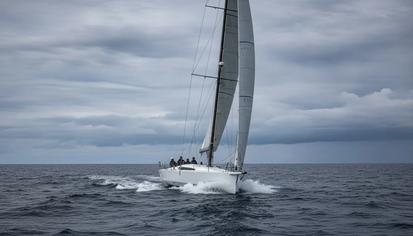 Beneteau First 60 performans yelkenlisi açık denizde tam yelkenle seyir halinde