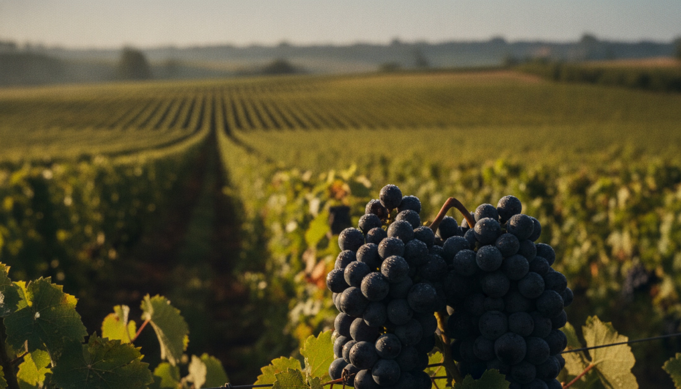 Burgonya'da Pinot Noir üzüm salkımları, Côte de Beaune bağ sırası manzarası