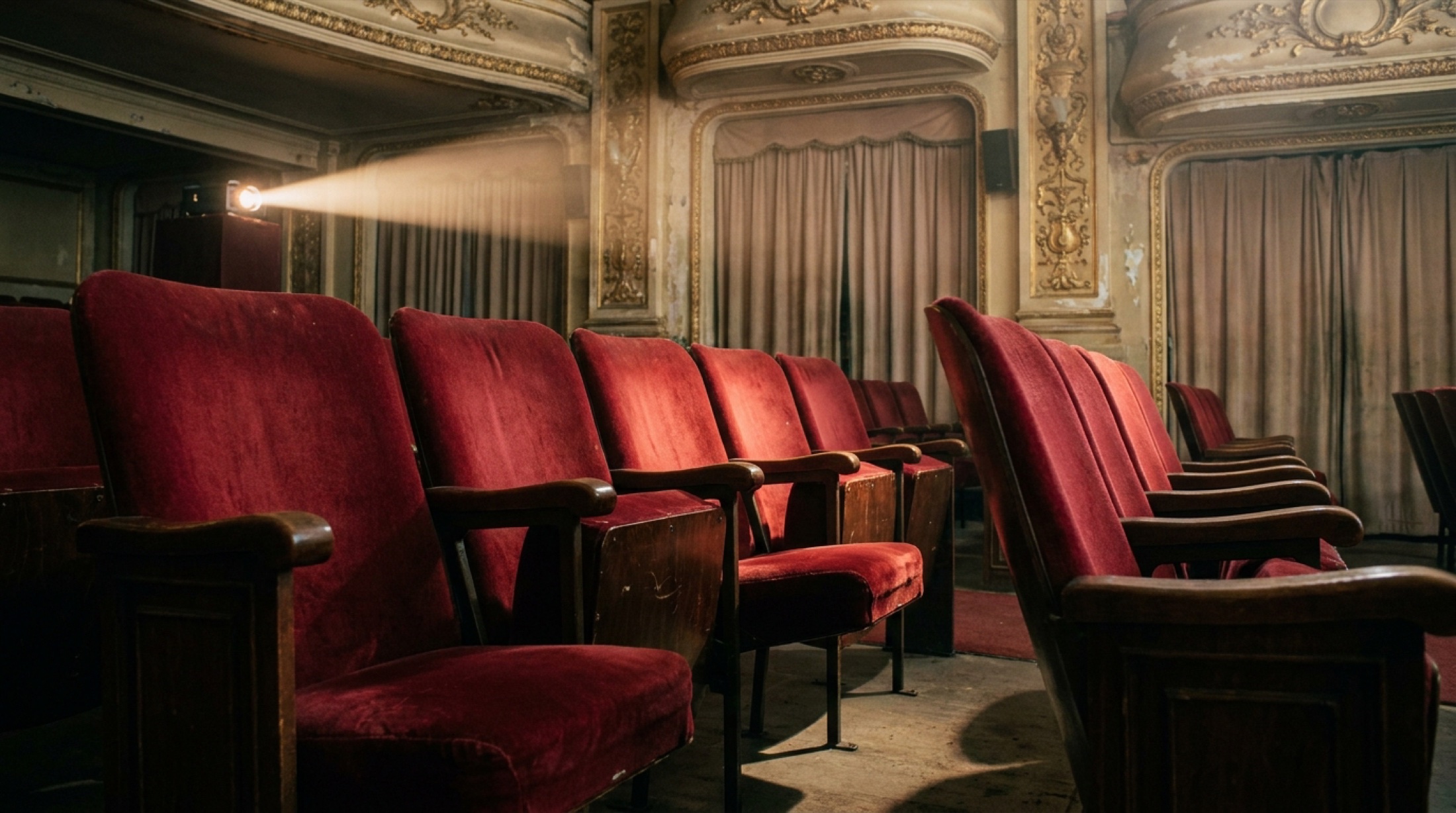 Cannes'da Lumière Salonu'nun kırmızı koltukları ve perdesi, gösterim sonrası alkışın yankılandığı boş bir loş salon