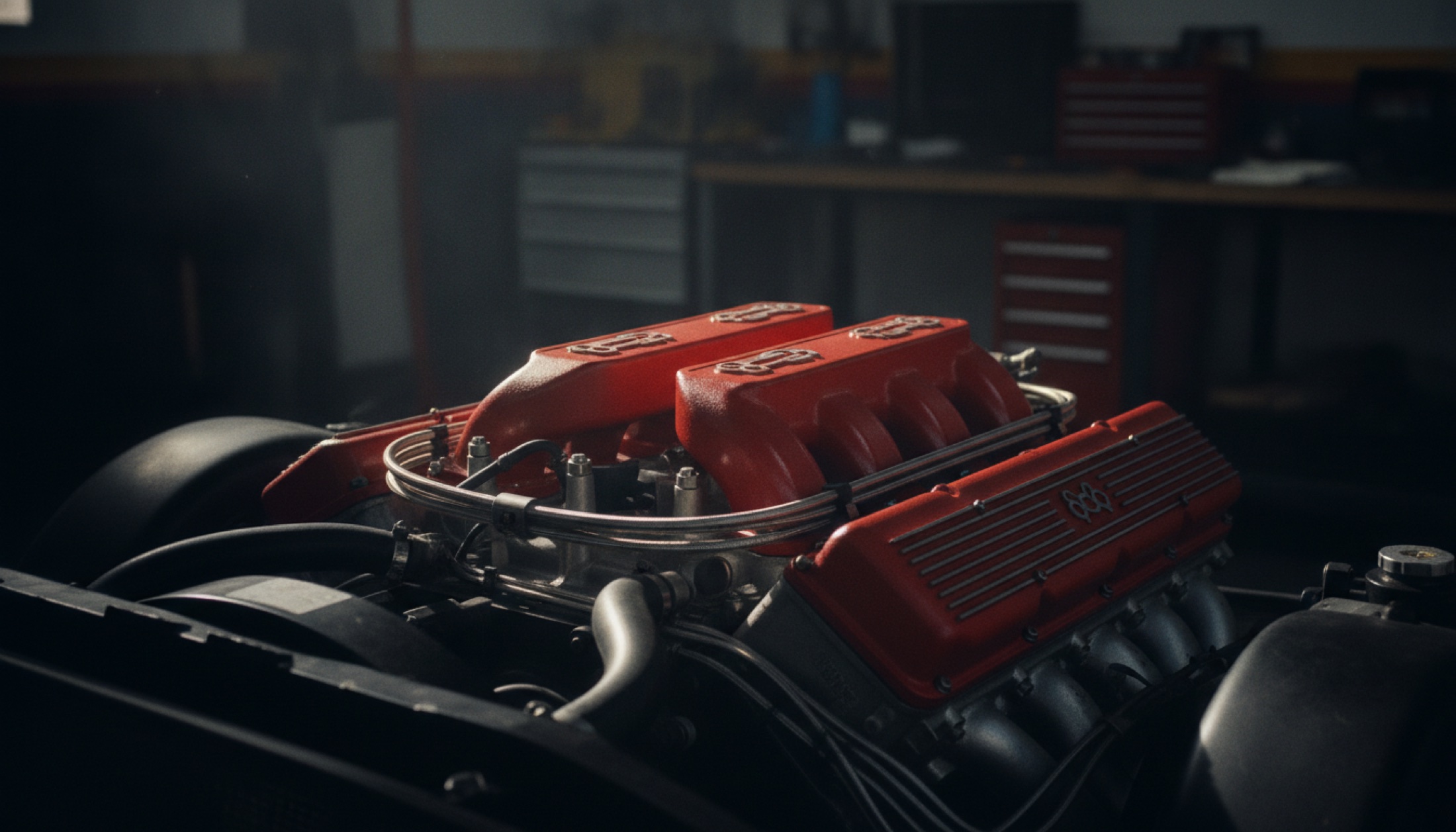 Ferrari 12Cilindri Manuale'nin V12 motor kompartımanı detayı