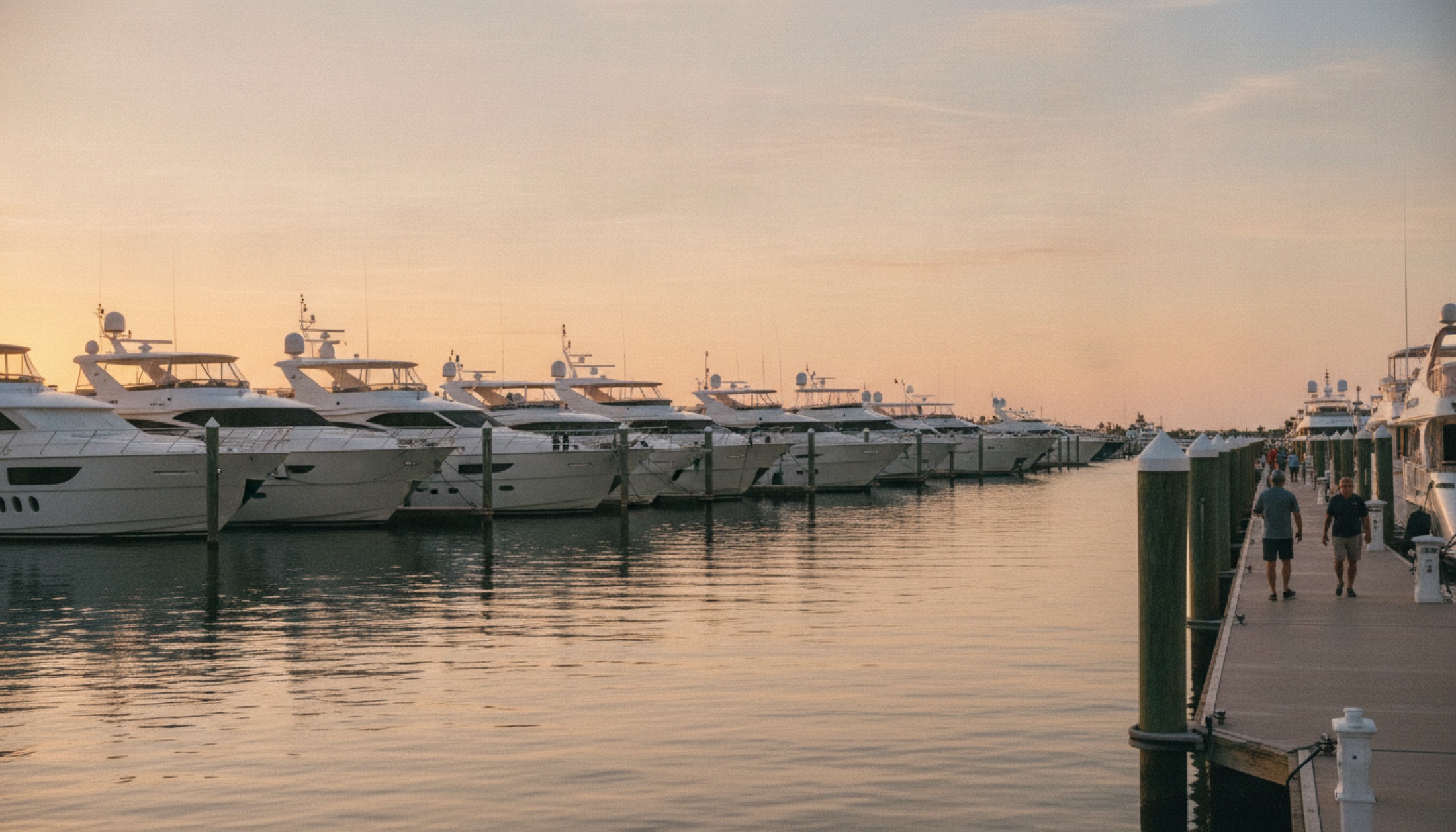 Fort Lauderdale marinasında dizili yatlar, FLIBS fuar alanı