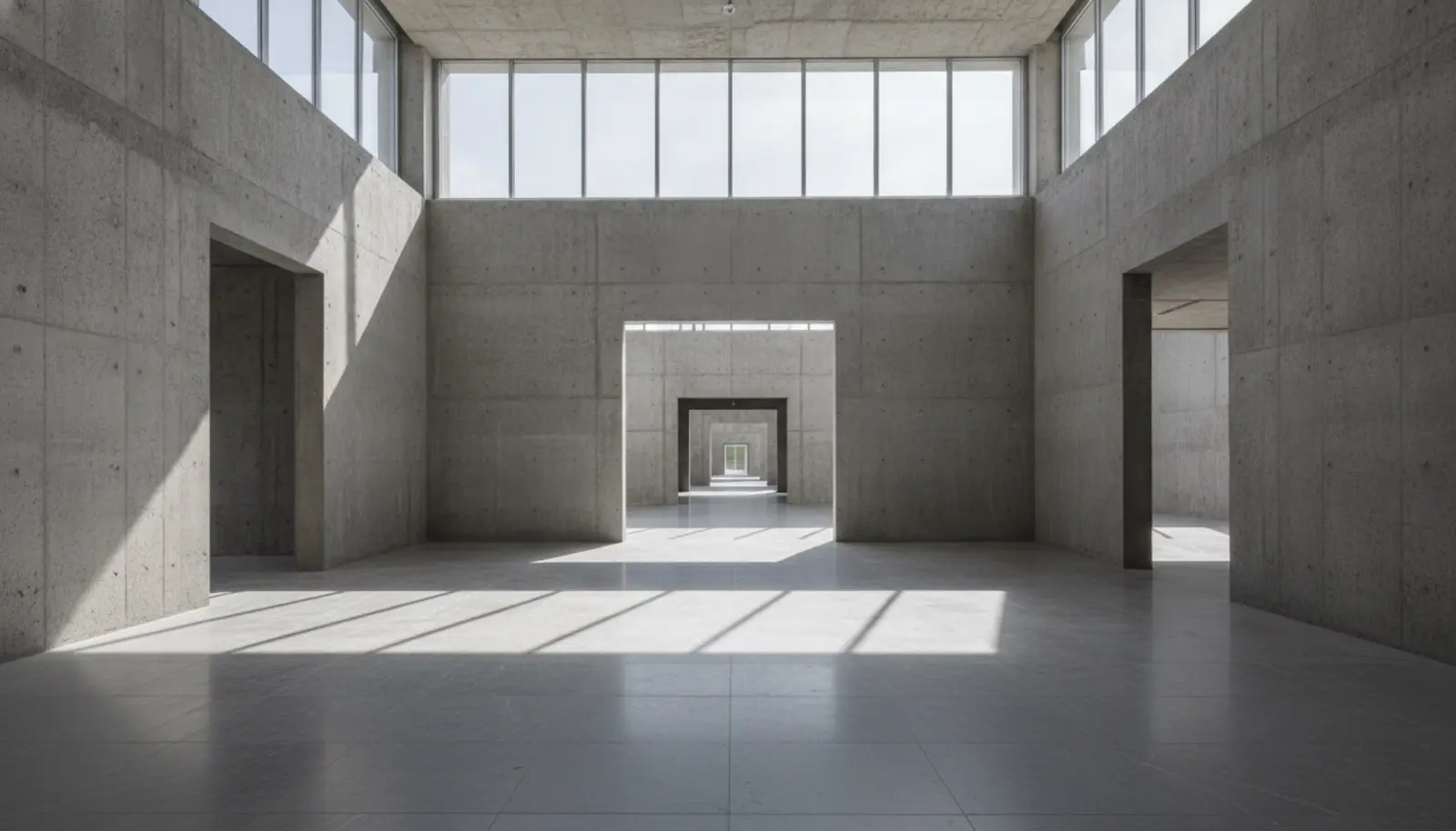 Frida Escobedo'nun minimal müze dönüşümünü çağrıştıran açık galerili mekân