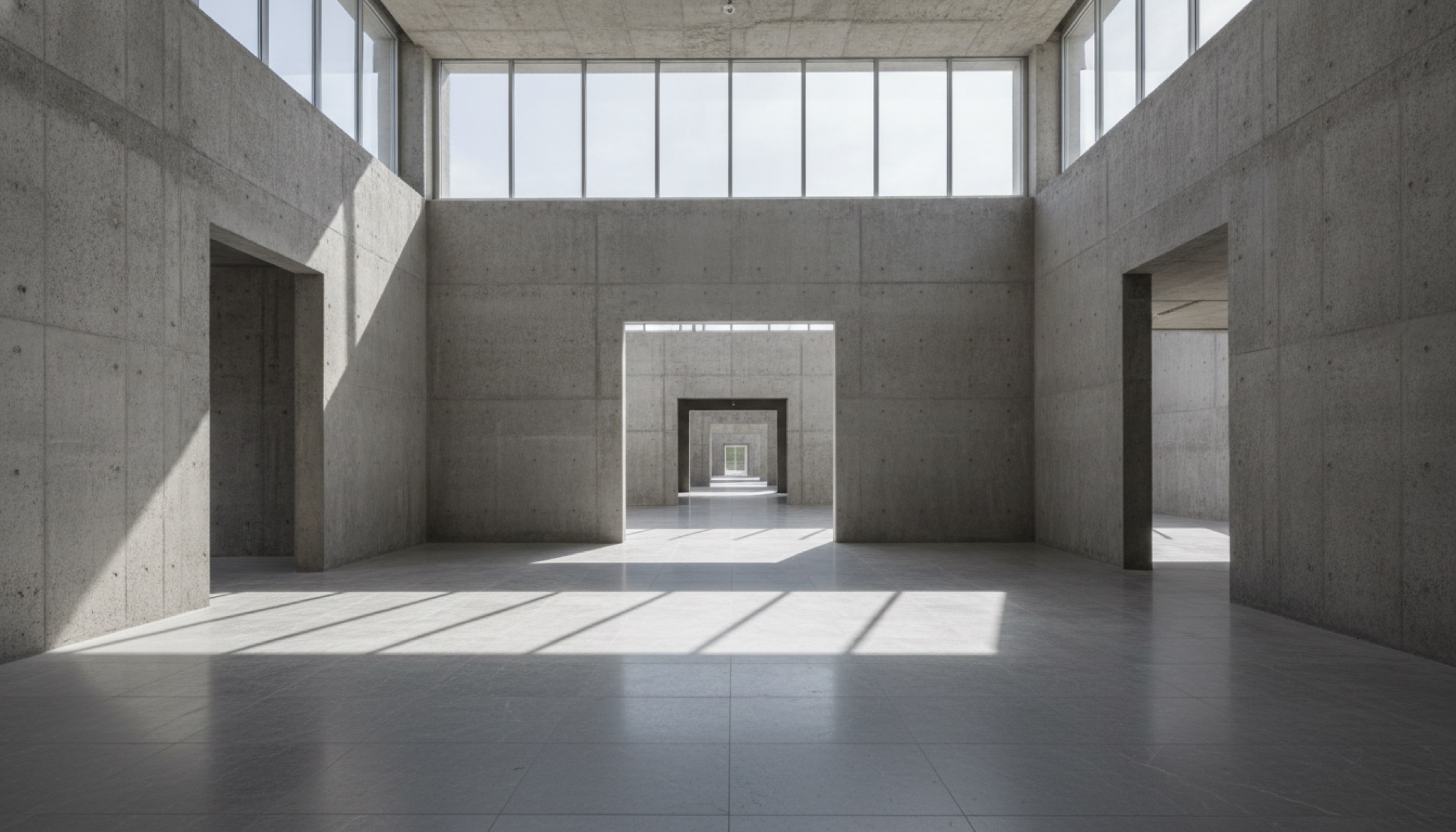 Frida Escobedo'nun minimal müze dönüşümünü çağrıştıran açık galerili mekân