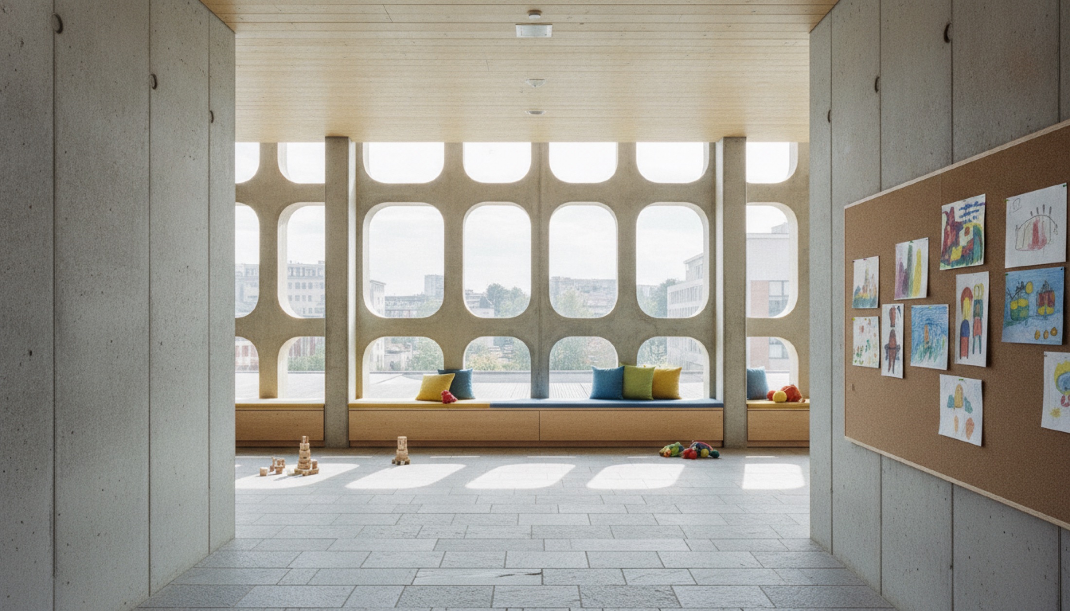 Herzog & de Meuron'un ahşap kaplı Kinderspital Zürich cephesi