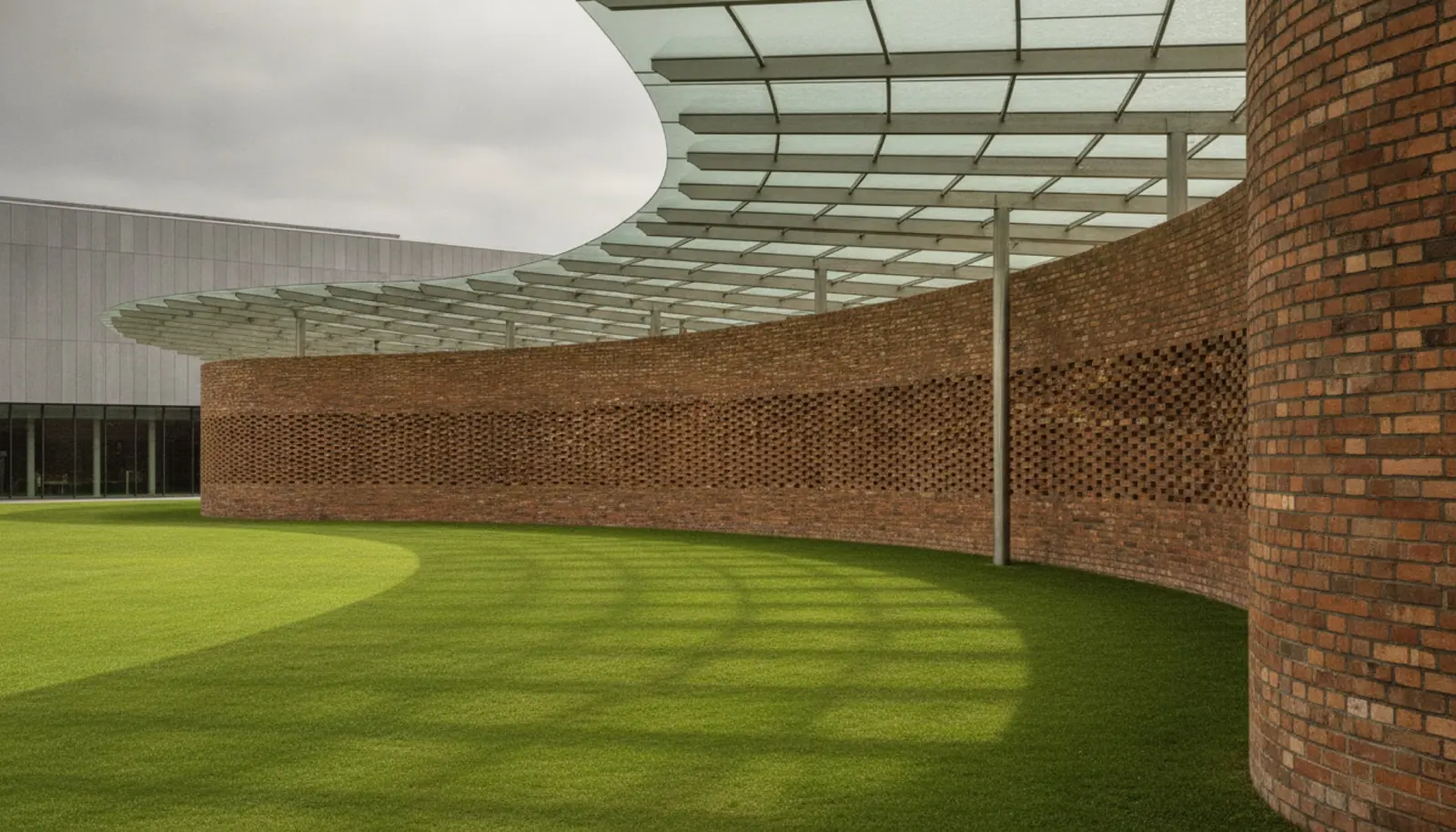 LANZA atelier'in 2026 Serpentine Pavilion'ı: Hyde Park çimenliğinde dalgalanan tek kat kırmızı tuğla duvar