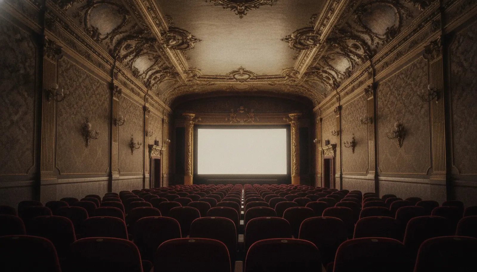 Venedik Film Festivali kapanış töreni, boş sinema salonu gece ışıklarında