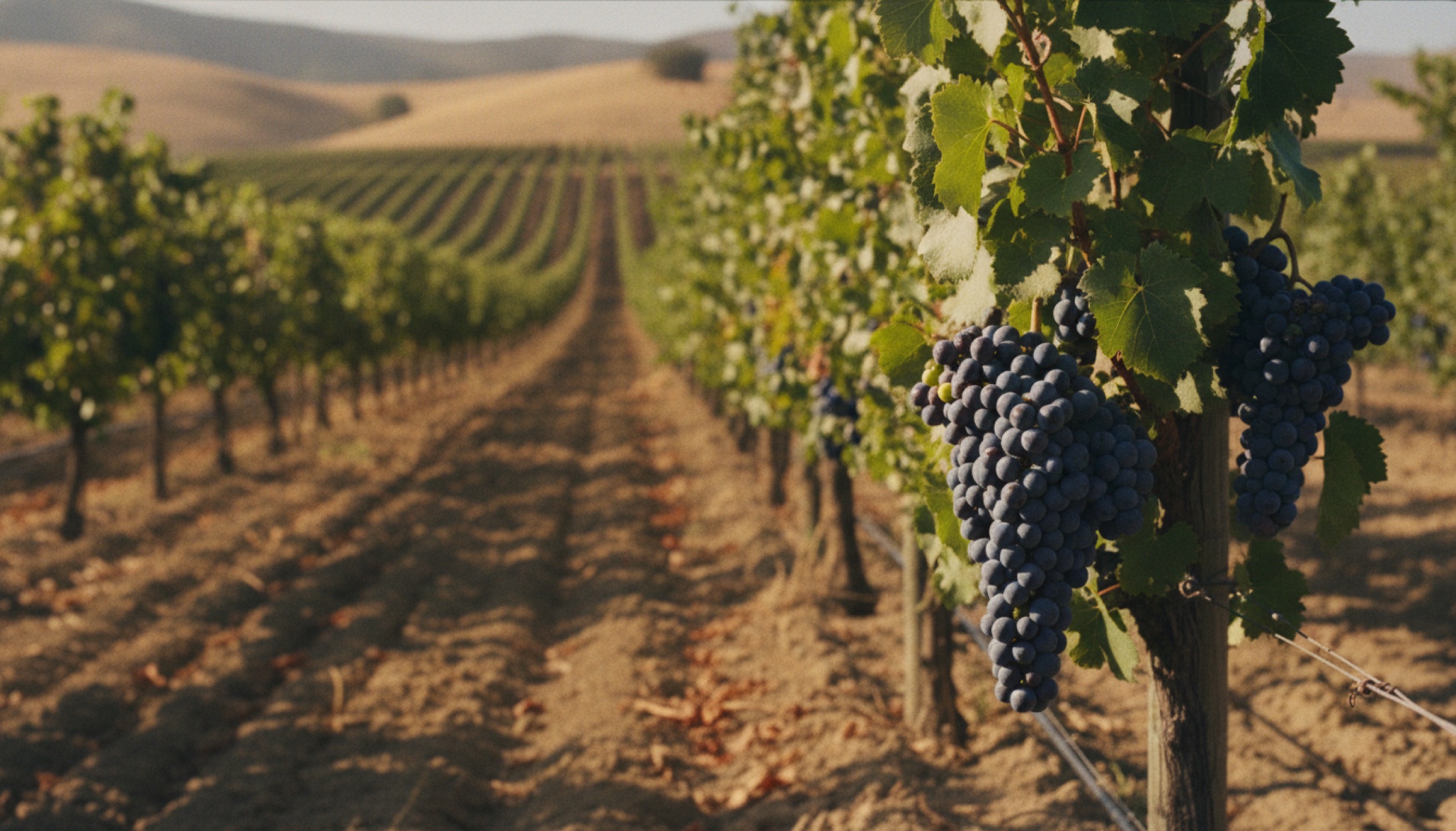 Napa Valley'de Temmuz 2026 hasatına hazırlanan Cabernet Sauvignon bağları