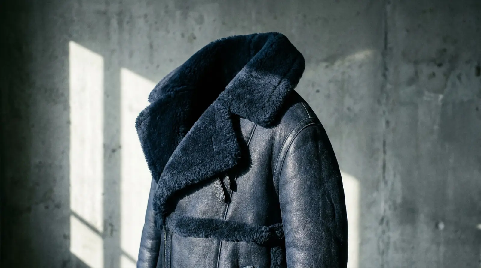 Koyu kiraz kırmızısı, el boyaması shearling bir paltonun yakın plan dokusunu gösteren fotoğraf